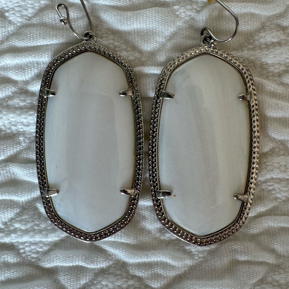 Kendra Scott White and Silver Dangle Earrings